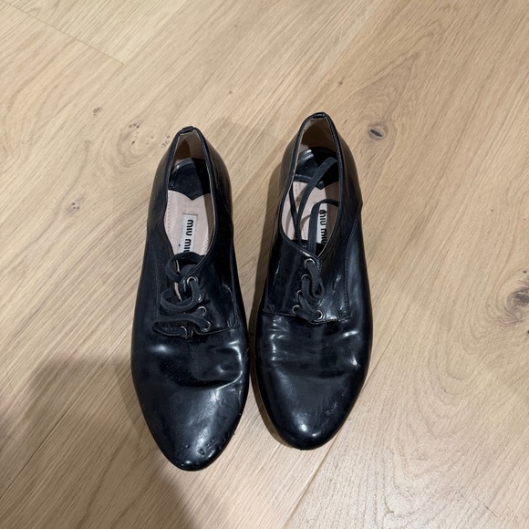 Miu Miu Black Patent Leather Flats with Crystal Heel - Picture 3 of 8